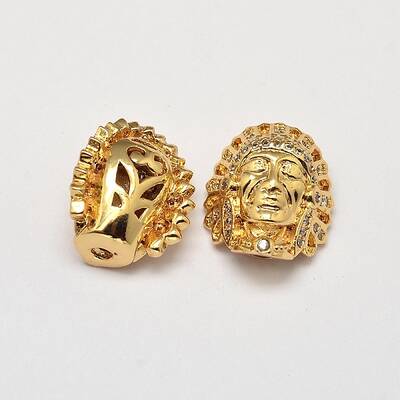 Indian Brass Micro Pave AAA Cubic Zirconia Beads