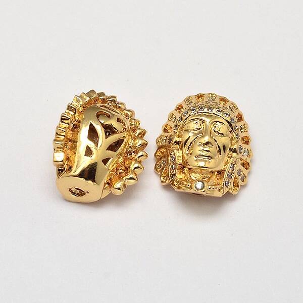 Indian Brass Micro Pave AAA Cubic Zirconia Beads