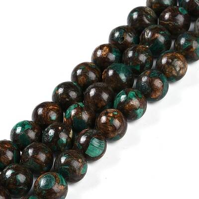 Assembled Natural Malachite & Bronzite Beads Strands