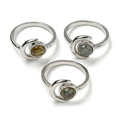 Natural Labradorite Adjustable Rings