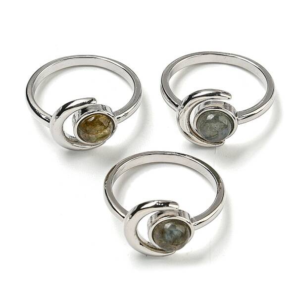 Natural Labradorite Adjustable Rings