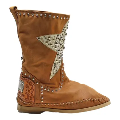 KARMA OF CHARME High Boots Brown Leather Womens UK 4