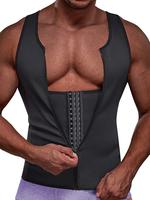 Men's Basic Solid Zip Front Waist Trainer, Adjustable Body Shaping Vest, Workout Tops, Running Workout Gym Exercise Sweat Shi...