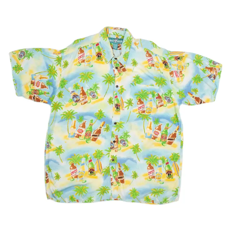 BIG DOGS Mens Hawaiian Shirt Blue L