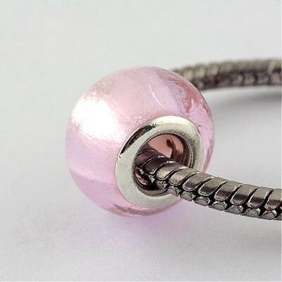 Handmade Silver Foil Glass European Beads