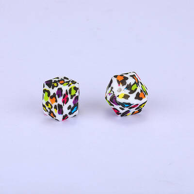 Colorful Pattern Printed Silicone Focal Beads
