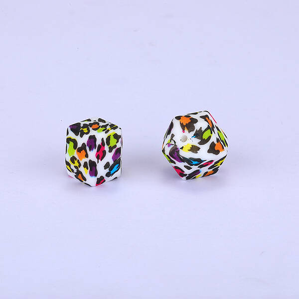 Colorful Pattern Printed Silicone Focal Beads