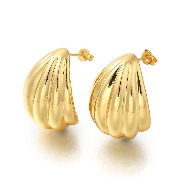 Rack Plating Textured Chunky Brass Stud Earrings