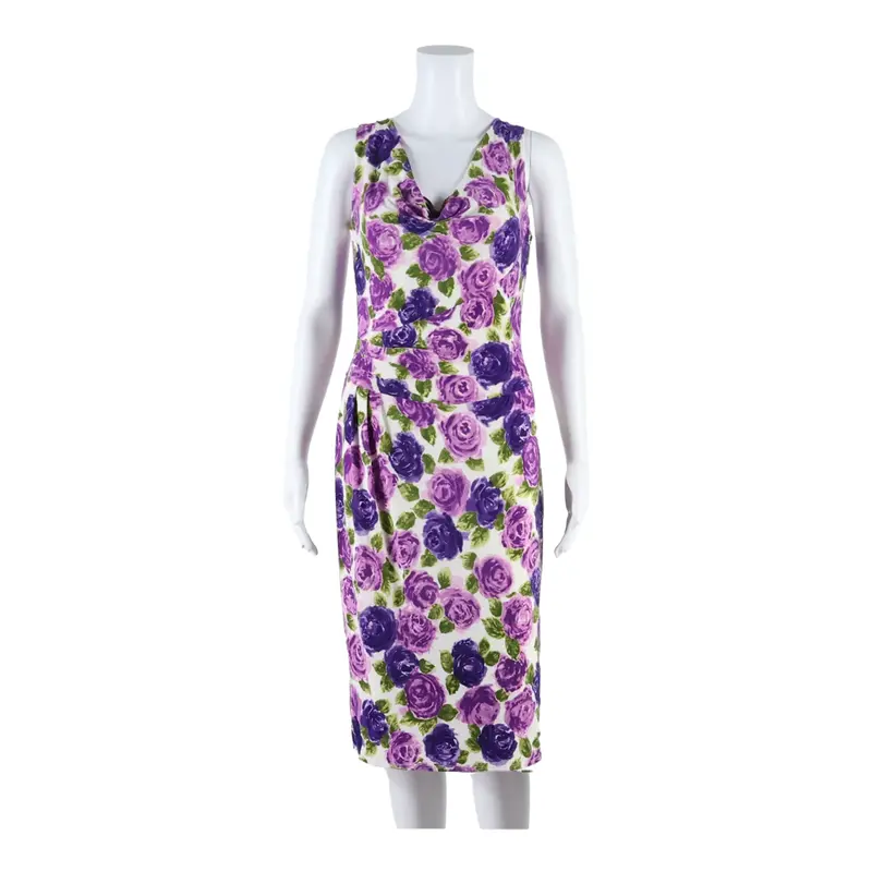 PHASE EIGHT Womens Pencil Dress Purple Floral Sleeveless Knee Length UK 10