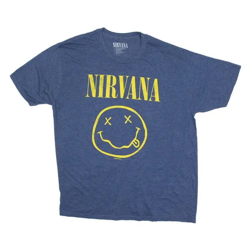 NIRVANA Mens Band T-Shirt Blue XL