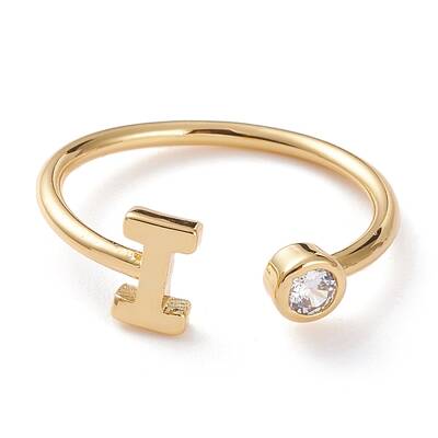 Brass Micro Pave Clear Cubic Zirconia Cuff Rings
