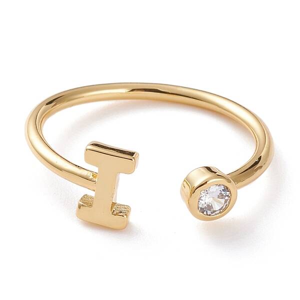 Brass Micro Pave Clear Cubic Zirconia Cuff Rings