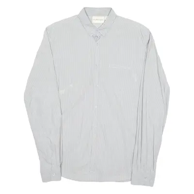 DKNY Mens Shirt Grey Striped Long Sleeve M