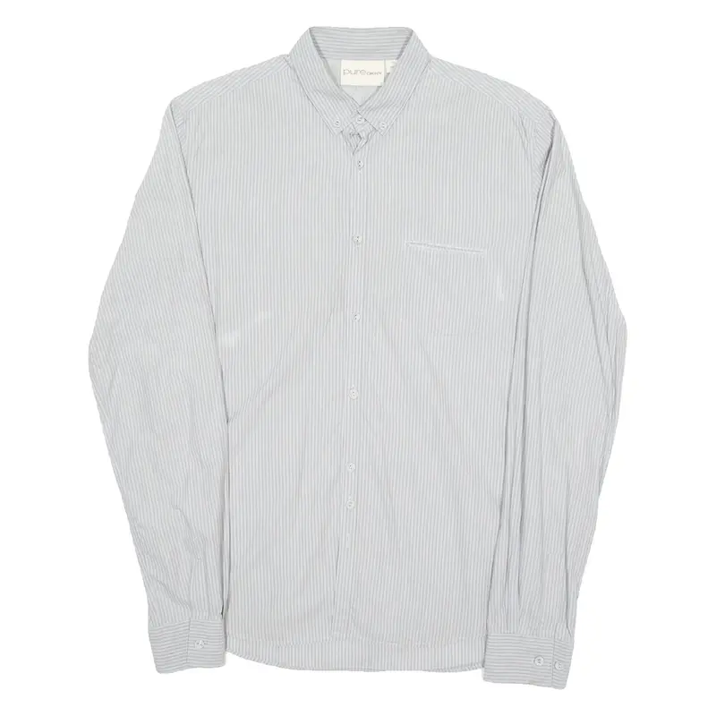 DKNY Mens Shirt Grey Striped Long Sleeve M