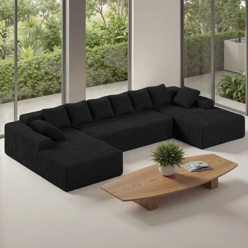 【3 Packages shipping】131'' Large Sectional Couches with Chaise Lounge, U-Shaped No Assembly Required Deep Seat Modular Cl...