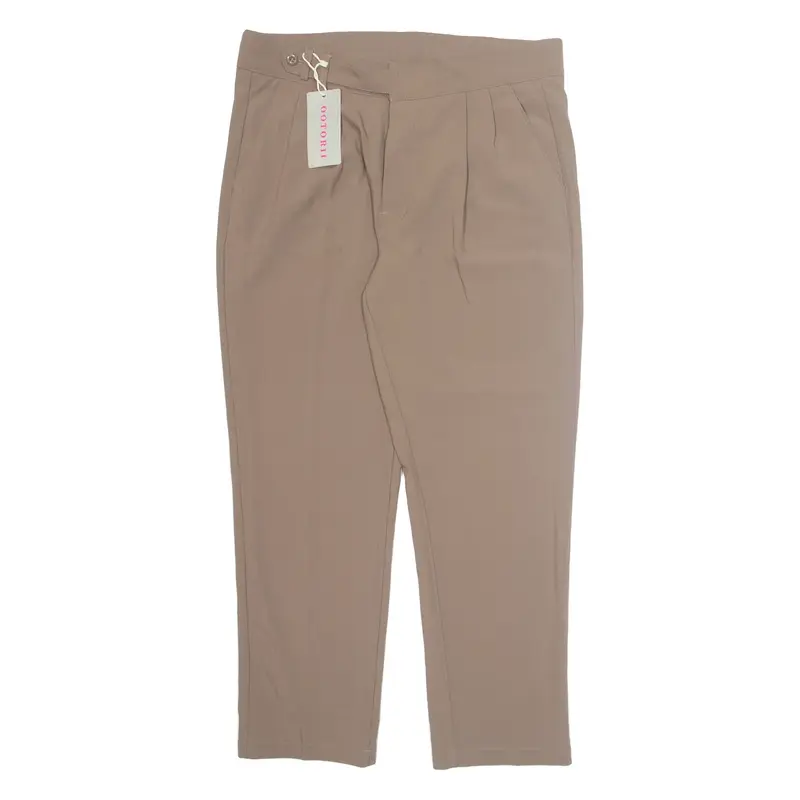 OOTORI Chino Womens Trousers Beige Loose Straight W34 L27