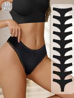 HOTCOM 10 Pack Seamless Lace Thongs for Women Breathable Panties Low Rise T-back Stretch Cotton No Show Underwear