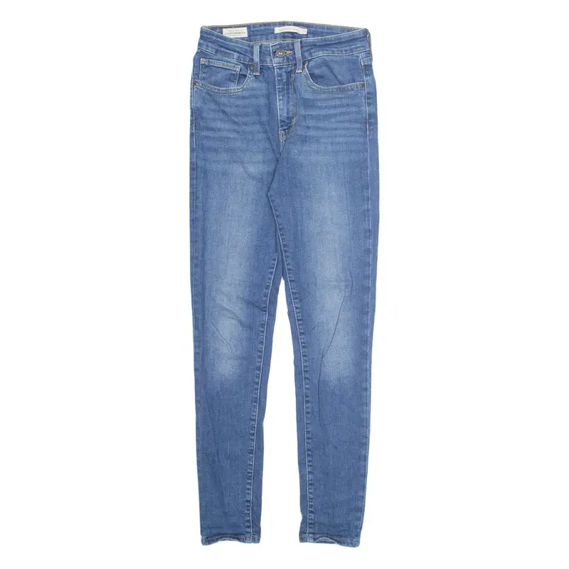 LEVI'S 721 High Rise BIG E Womens Jeans Blue Regular Skinny Stone Wash W24 L28