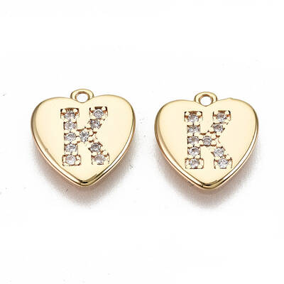 Brass Micro Pave Clear Cubic Zirconia Charms