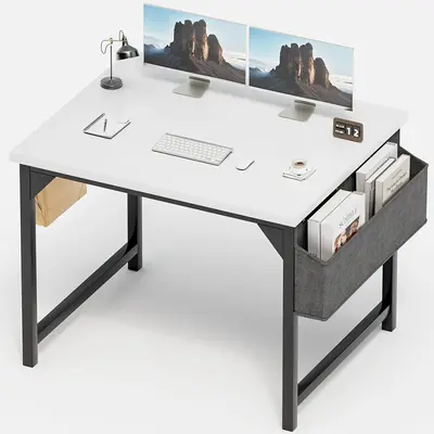 FURMAX 32 inch Computer Desk Modern Simple Style Woodern Table with Storage Bag and Hook for Home, Office, Study, Writing