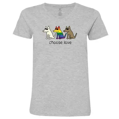 Teddy the Dog™ Choose Love V-Neck - Heather Gray - Small