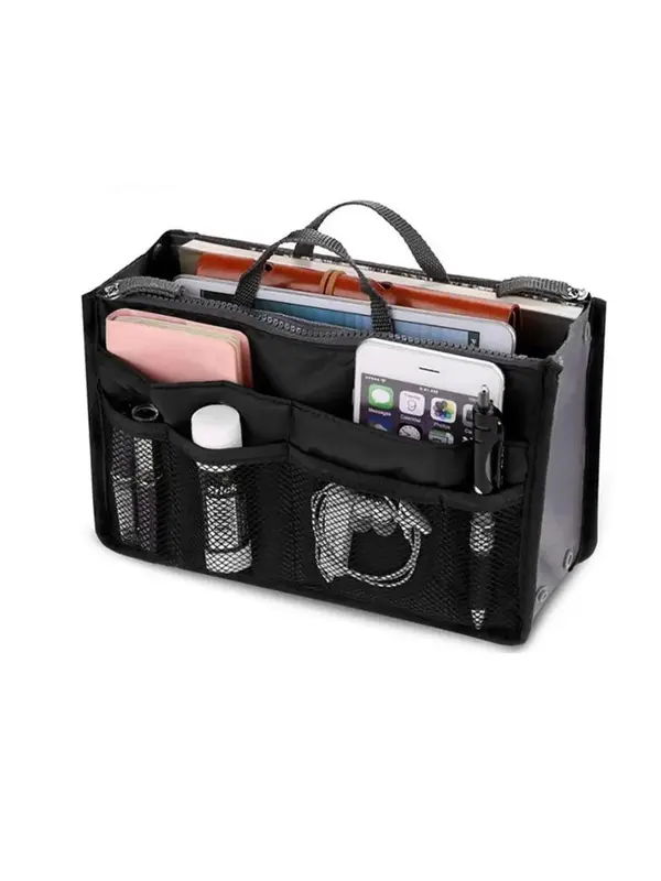 1 Piece Minimalist Casual Plain Organizer Insert Bag, Nylon Organizer Insert Bag For Handbag, Tote Bag & Travel Bag