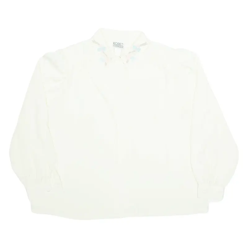 KORET CAREER Womens Shirt Cream Collared Long Sleeve L