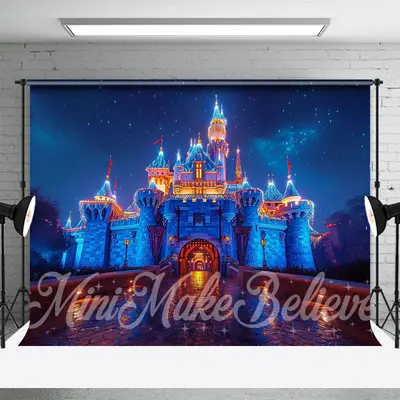 Fantasy Castle Night Lights Photography Backdrop - Aperturee