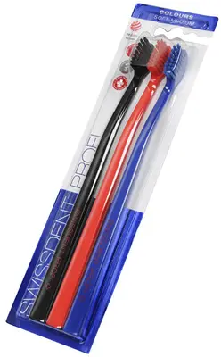 Swissdent Soft-Medium Toothbrush 2 + 1 FREE (Black + Red + Blue)