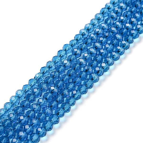 Faceted Rondelle Transparent Glass Beads Strands