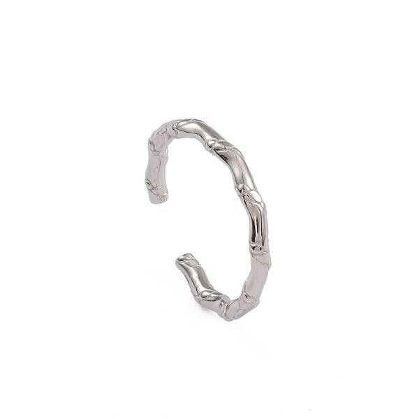 304 Stainless Steel Rattan Open Cuff Rings for Women