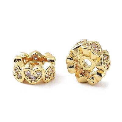 Brass Micro Pave Cubic Zirconia Beads