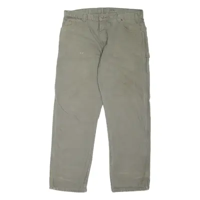 DICKIES Carpenter Workwear Mens Trousers Green Relaxed Straight W38 L32