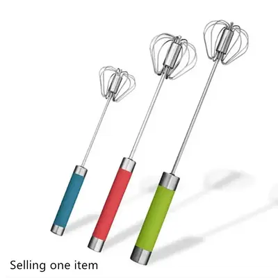 Stainless Steel Semi-automatic Rotary Whisk, Cream Whipping Baking Sticks Manual Whisk, Kitchen Accessories