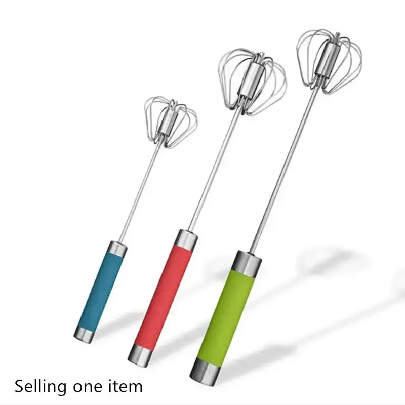 Stainless Steel Semi-automatic Rotary Whisk, Cream Whipping Baking Sticks Manual Whisk, Kitchen Accessories