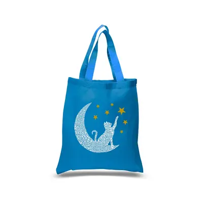 Cat Moon - Small Word Art Tote Bag - Black - SMALL