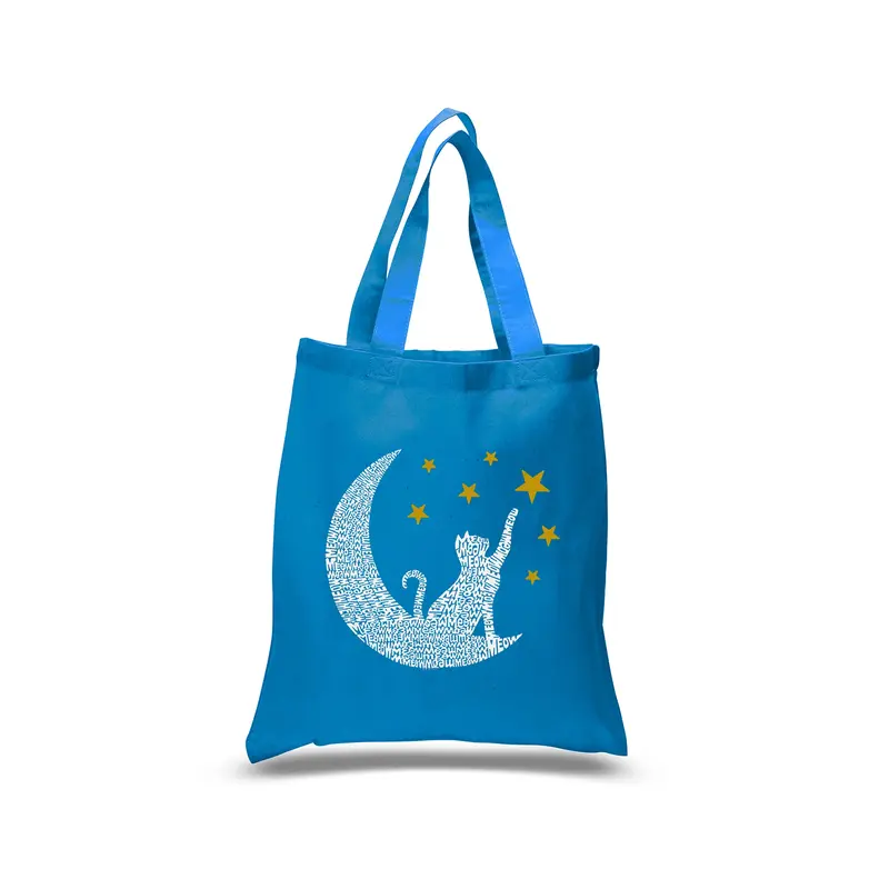 Cat Moon - Small Word Art Tote Bag - Black - SMALL