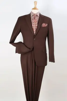 Modern Fit Wool Feel Men's Suit - Two Button Design in Light Brown