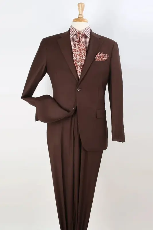 Modern Fit Wool Feel Men's Suit - Two Button Design in Light Brown