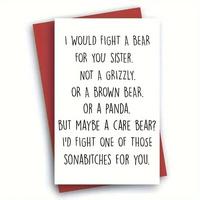 Cute Letter Pattern Birthday Card with Envelope, 1 Count Funny Greeting Card for Sister, Creative Birthday Gift for Sister