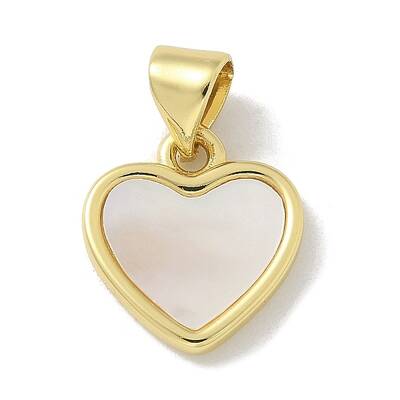 Brass Pave Shell Heart Charms