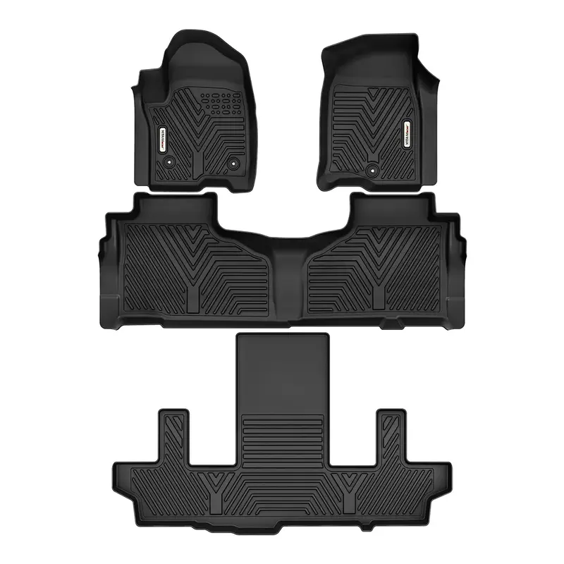 Custom Fit 3-Row All-Weather Floor Mats for 2021-2025 Chevrolet Suburban/GMC Yukon XL with 2nd Row Bucket Seats, TPE Liners, ...
