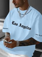Men's Letter Print Round Neck Tee, Athletic Fashion Regular Fit Casual Short Sleeve Crew Neck T-shirt for Summer, Fashion Men...