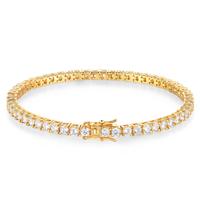 Tennis Bracelet 18K Gold Plated Men's and Women's D Color VVS Round Cut 4mm Fashion Bracelet Sizes range from 7 to 8 inches.F...