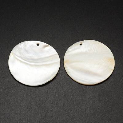 Flat Round Freshwater Shell Pendants