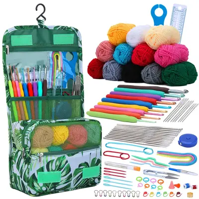 Knitting & Crochet Kit, 1 Set Knitting & Crochet Tool Set with Yarn, DIY Knitting Supplies, Crochet Supplies for Beginners, ...