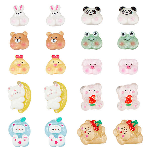 80Pcs 10 Style Translucent Resin Cabochons