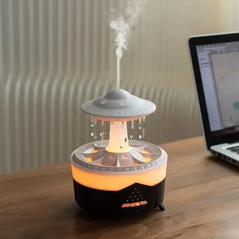 Creative UFO Rain Cloud Design Humidifier, Large Capacity Aroma Diffuser for Summer Gift, Desktop Air Humidifier, Colorful L...