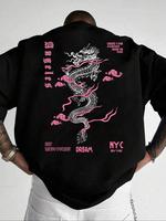 Men's Dragon Graphic Print Round Neck Sleep Tee, Regular Fit Casual Soft Comfortable Short Sleeve T-shirt for Summer, Men's S...