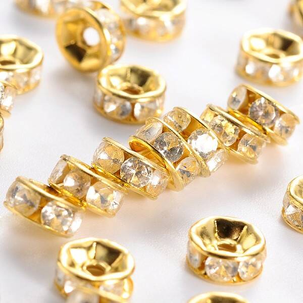 Brass Grade B Crystal Rhinestone Spacer Beads